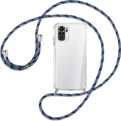 Produktbild von Handykette Backcover-Schutzhülle mit Band (Metall silberfarben) für Xiaomi Redmi Note 10 4G - Blautöne