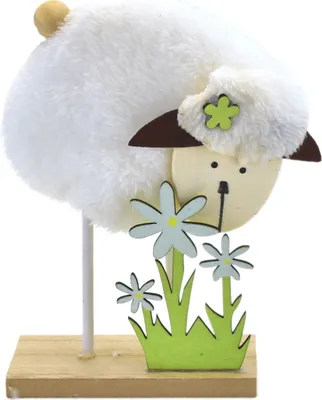 Image de Mouton en peluche avec fleurs 16x9 cm