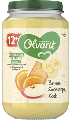 Obrázek produktu pro Olvarit Banaan Sinaasappel Koek dětská kaše 12 měsíců+ 200 g - svačina bohatá na živiny