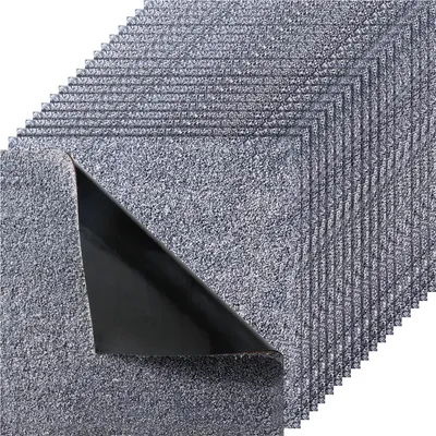 Immagine prodotto di VEVOR quadrotte di moquette 457,2 x 457,2 x 12 mm, confezione da 10, moquette autoadesiva con superficie di 2,0 m², pavimentazione in moquette, facile sostituzione fai da te per soggiorno e ufficio, grigio