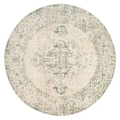 Zdjęcie produktu dla Dywan okrągły vintage - Spring Ethnic Kremowy/Zielony