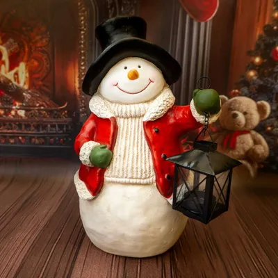 Zdjęcie produktu dla Figurka dekoracyjna bałwanek z latarnią 35,2 cm Solis Decor