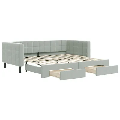 Obrázek produktu pro Válenda s přistýlkou a zásuvkami světle šedá 90 x 190 cm samet