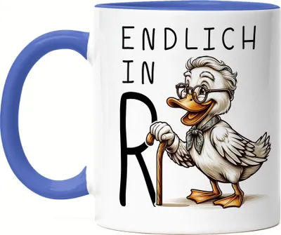 Produktbild von Endlich in Rente Alte Ente Tasse Blau - Rente Humor für Kollegen