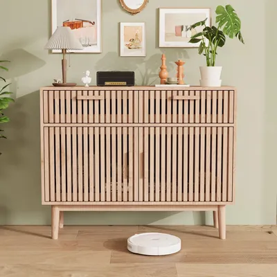 Produktbild von Landhausstil - Sideboard Beistellschrank - Holz - Amerikanischer Landhausstil - Modernes Marokkanisches Design - Kippsicherung - Stauraum - Montage Erforderlich