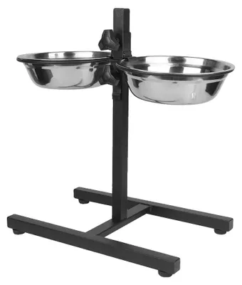 Obrázok produktu pre Stojan na misku pre psov, s nastaviteľnou výškou, ergonomický dizajn, čierny