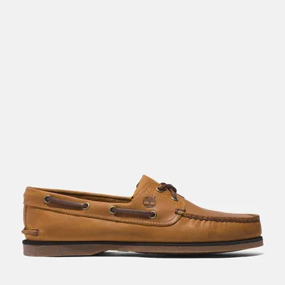 Image de Chaussures Timberland pour homme, modèle TB0A2G7UEN1 - Baskets bateau classiques, couleur "wheat", en cuir pleine fleur