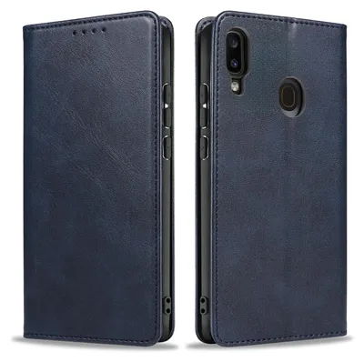 Produktbild von Handyhülle für Samsung Galaxy A40 Kunstleder Flip Cover Hülle Klapphülle Case Kartenfach Farbe: Blau