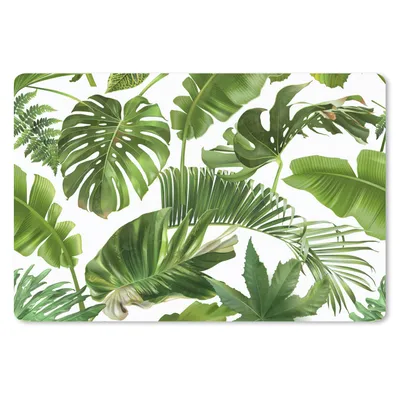 Produktbild von MuchoWow® Schreibtischunterlage Blätter - Weiß - Muster - Mädchen - Kinder - Jungen - Kinder 60x40 cm - XXL Mauspad - Großes Mauspad