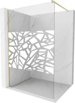 Image de Mexen Kioto Paroi de douche à l'italienne 110 x 200 cm, verre blanc 8 mm, or brossé - 800-110-101-55-85