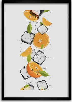 Produktbild von Bild - Bilderrahmen - Foto - 70 cm x 100 cm - MDF - Rahmen - Wandkunst - Orangen und Eis
