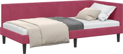 Produktbild von vidaXL Eckbettgestell mit Kopfteil Weinrot 90 cm x 200 cm Samt