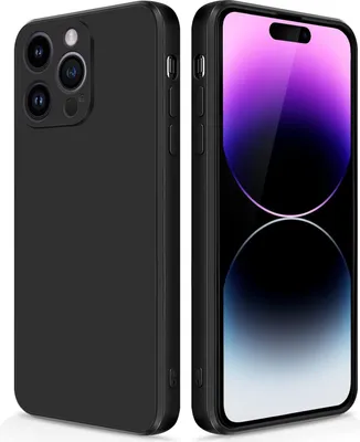 Produktbild von Silikon Hülle für iPhone 14 Pro Max Flüssigsilikon Dünn Gel Gummi Matt Kratzfeste Schutzhülle Schwarz