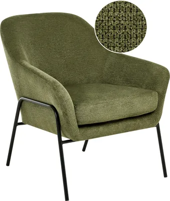 Produktbild von BELIANI Sessel Grün Stoff Metallgestell Schwarz Modernes Design Loungesessel Clubsessel Stoffsessel für Wohnzimmer Schlafzimmer Flur