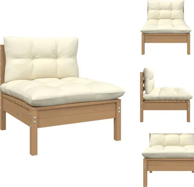 Produktbild von vidaXL Garten-Mittelsofa mit Kissen in Honigbraun Massivholz Kiefer -  Gartensofaelemente