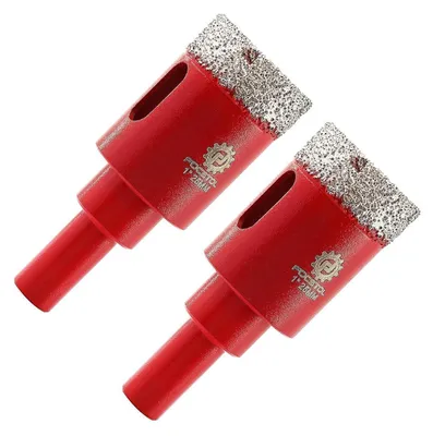 Obrázek produktu pro Diamantové vrtáky 25 mm - 2 kusy vrtacích korunek s kulatou stopkou pro keramiku, porcelán, mramor, granit