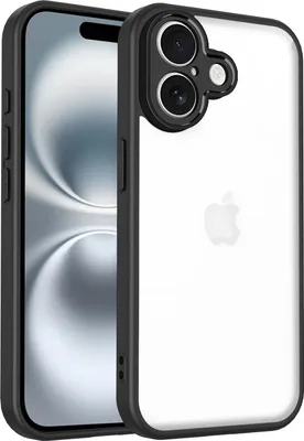 Image de Coque pour iPhone 16 Plus transparente avec cadre TPU, antichoc Noir