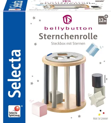 Immagine prodotto di Selecta Spielzeug Sternchenrolle Sortierrolle, Sortier Rolle, Steckbox, Kleinkindspiel, Kleinkindspielzeug, Holz, 13 cm, 64017