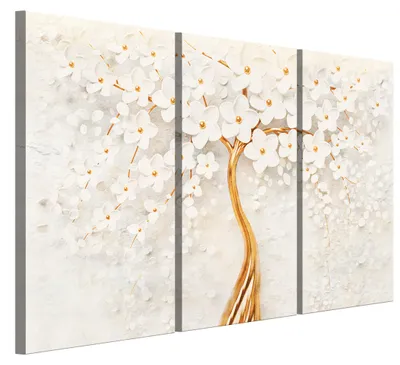 Produktbild von LUMASOUL Leinwand Bilder 3-teilig - Leinwandbild Natur Motiv - Wandbilder Holzrahmen und Webstuhl Wohnzimmer und Schlafzimmer - Bilder 120x80 cm Baum 03