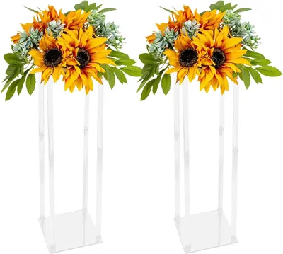 Immagine prodotto di Portafiori per matrimonio - Colonna geometrica in acrilico - 100 cm - Centrotavola, portavasi - Trasparente