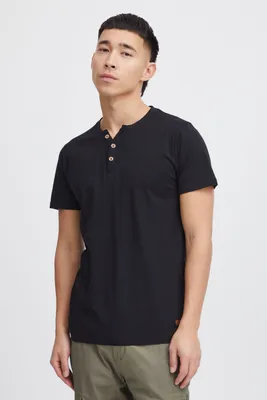 Produktbild von SOLID SDVolker Herren T-Shirt Kurzarm Shirt mit Grandad-Ausschnitt und Knopfleiste Baumwollmischung Regular fit