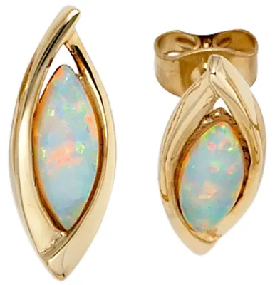 Produktbild von Paar Ohrstecker Stecker Opal 375 Gold Gelbgold spitzoval Ohrschmuck