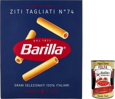Produktbild von 5x Ziti Tagliati n° 74, Pasta 100% italienisch Nudeln aus Hartweizengrieß 500g Packung + Italian Gourmet Polpa di Pomodoro 400g Dose