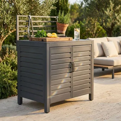 Immagine prodotto di Milani Home - modulo armadietto cucina outdoor, alluminio, cucina da esterno con armadietto, antracite, 90 x 62 x 125 cm