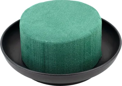 Produktbild von Nass Steckschaum Rund 8x5cm mit Schale D.12cm 1 Stück Anthrazit