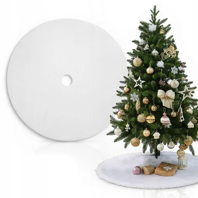 Produktbild von Weiße Kunstfell Weihnachtsbaum-Matte Rund 79 cm für Geschenke