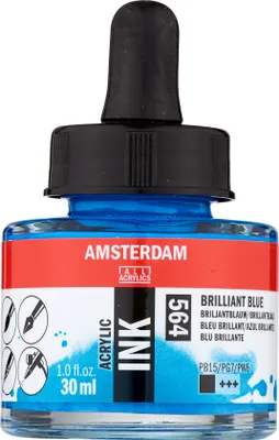Zdjęcie produktu dla Amsterdam Butelka z atramentem akrylowym 30 ml błękit brylantowy 564