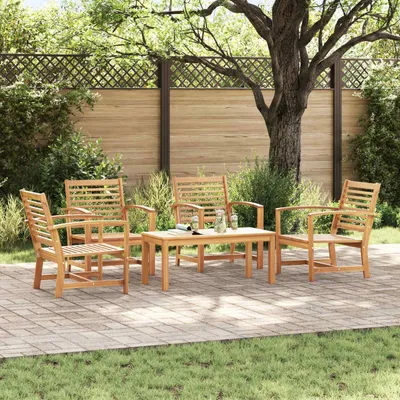 Productafbeelding van Maison Exclusive - Tuinset met 5 delen, tuinsetbank van massief teakhout, natuurlijke kleur
