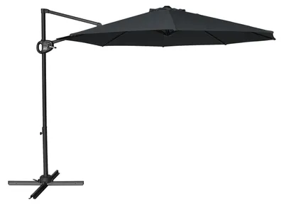 Image de Axi Solea Parasol Déporté Rond Ø 300 Cm, Anthracite/Gris | Parasol De Jardin / Terrasse, Toile Anti-Uv, Indice Upf 30+ | Pied En Croix Et Housse De