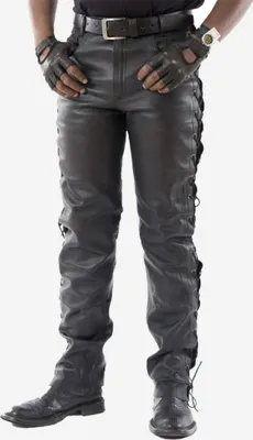 Immagine prodotto di Pantaloni biker stringati in nappa di vacchetta - Nero / 36