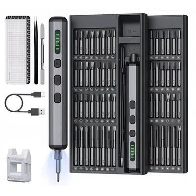 Produktbild von Präzisions-Elektroschraubendreher, 70-in-1-Magnetbits, wiederaufladbares, tragbares Reparaturwerkzeug-Set für Elektronik, Laptops, Brillen, Uhren