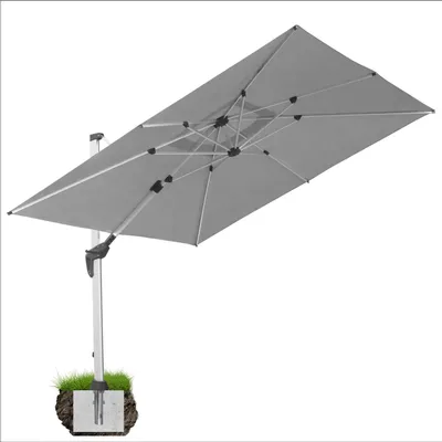 Produktbild von anndora Ampelschirm Aluminium grau 3m x 3m quadratisch - 360º drehbar - komplett schwenkbar neigbar - inklusive Bodenanker - mit Bodenanker | Silber Grau