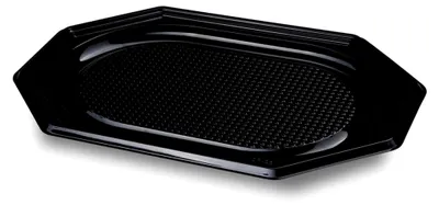 Produktbild von 20 ovale Cateringplatten aus rPET in Schwarz, 35 x 24,7 cm