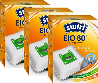 Produktbild von SWIRL Staubsaugerbeutel EIO 80 EcoPor® für EIO Quigg Thomas 3er-Pack 12 Beutel