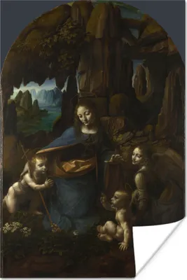 Produktbild von MuchoWow® Poster Jungfrau auf dem Felsen - Leonardo da Vinci 80x120 cm - Papierdruck