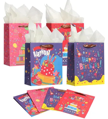 Produktbild von Kleine Geschenketüten mit Tragegriffen, 8 Stück | Wiederverwendbare Geschenketüten
