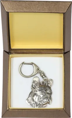 Image de Bouludog français I - Pendentif argenté pour clés avec chien dans une boîte cadeau, décoration pour sac à main, pendentif pour sac à dos de la marque Art-Dog