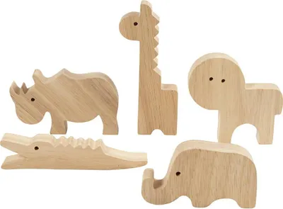 Image de Animaux en bois Safari, 10 pièces, hauteur 3 - 14,5 cm, épaisseur 2,2 cm