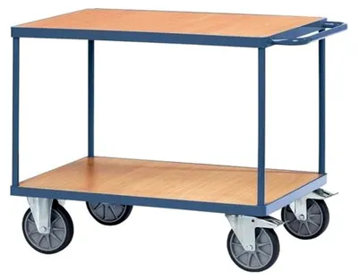 Produktbild von Tischwagen mit 2 Ladeflächen L1000xB700mm saphirblau Tragfähigkeit 600kg