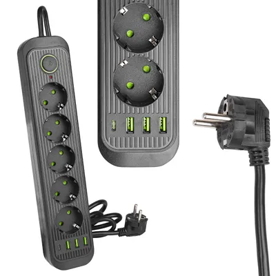 Produktbild von MasterLED Modi 5-fach Steckdosenleiste mit USB-C, 3 USB-A, Schalter, 2 m