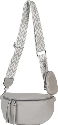 Produktbild von styleBREAKER Damen Halbmond Crossbody Schultertaschen Set 2-Teilig, Schultergurt mit Zick-Zack Rauten Muster 02012396