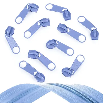 10 Reißverschluss Zipper für Endlosreißverschluss, 5mm, pastellblau