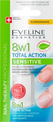 Produktbild von Eveline Nageltherapie Professional 8-in-1 Sensitiv Totalpflege Nagelconditioner, 12 ml