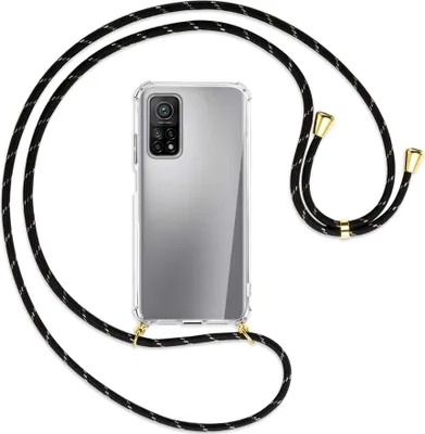 Produktbild von Handykette Backcover-Schutzhülle mit Band (Metall goldfarben) für Xiaomi Mi 10T (Pro) 5G - schwarz/gold