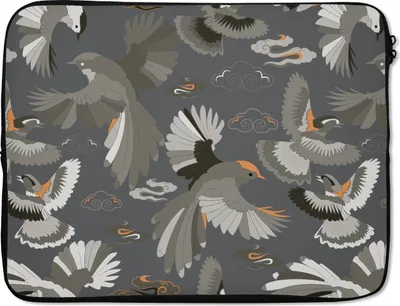 Produktbild von MuchoWow® Laptop Hülle 17 Zoll Laptoptasche Vogel - Muster - Wolken - Zipper - Schutzabdeckung