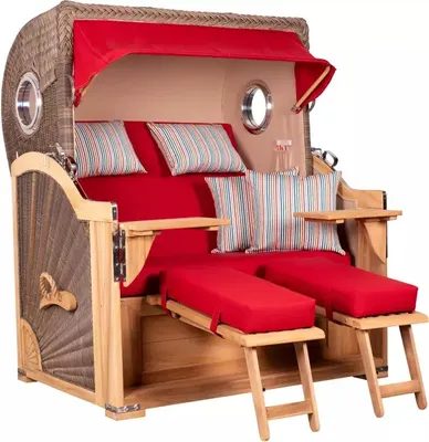 Produktbild von Strandkorb Westerland Teak Bullauge PE grey Dessin 585
